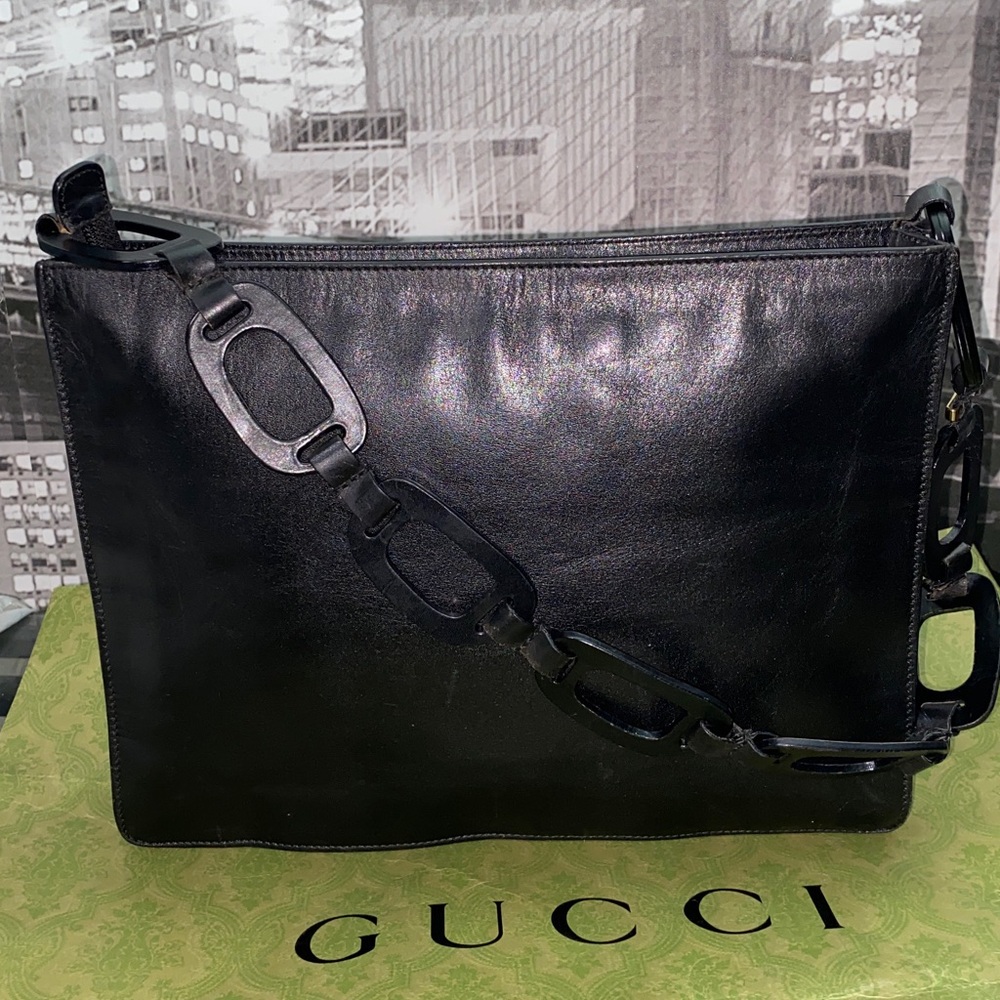 Authentic Rare Gucci Elegant black leather Bag - Picture 5 of 14